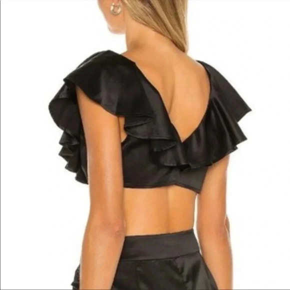 WeWoreWhat satin ruffle crop top - Picture 2 of 13